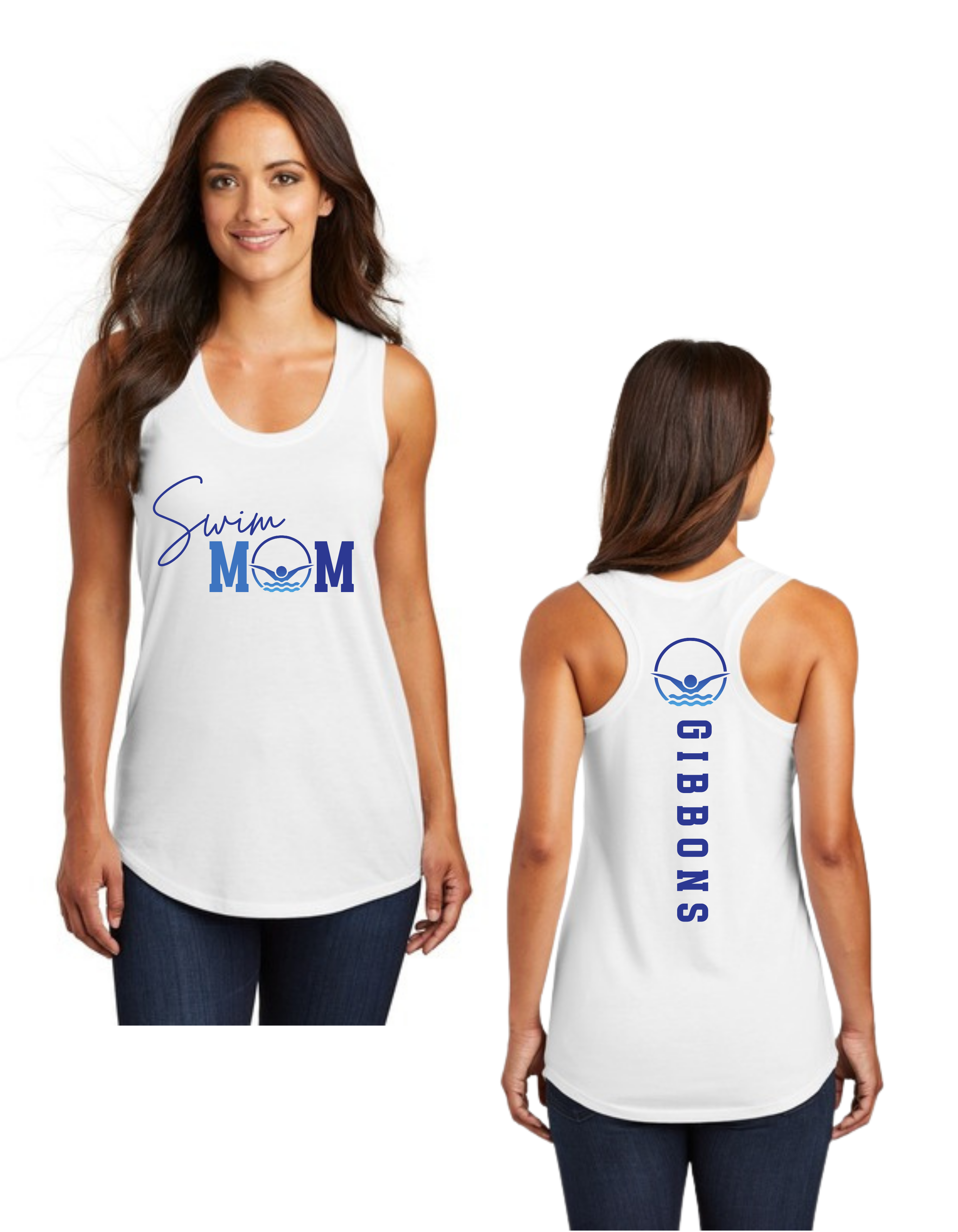 Personalized Swim Mom TriBlend Racerback Tank - Womens