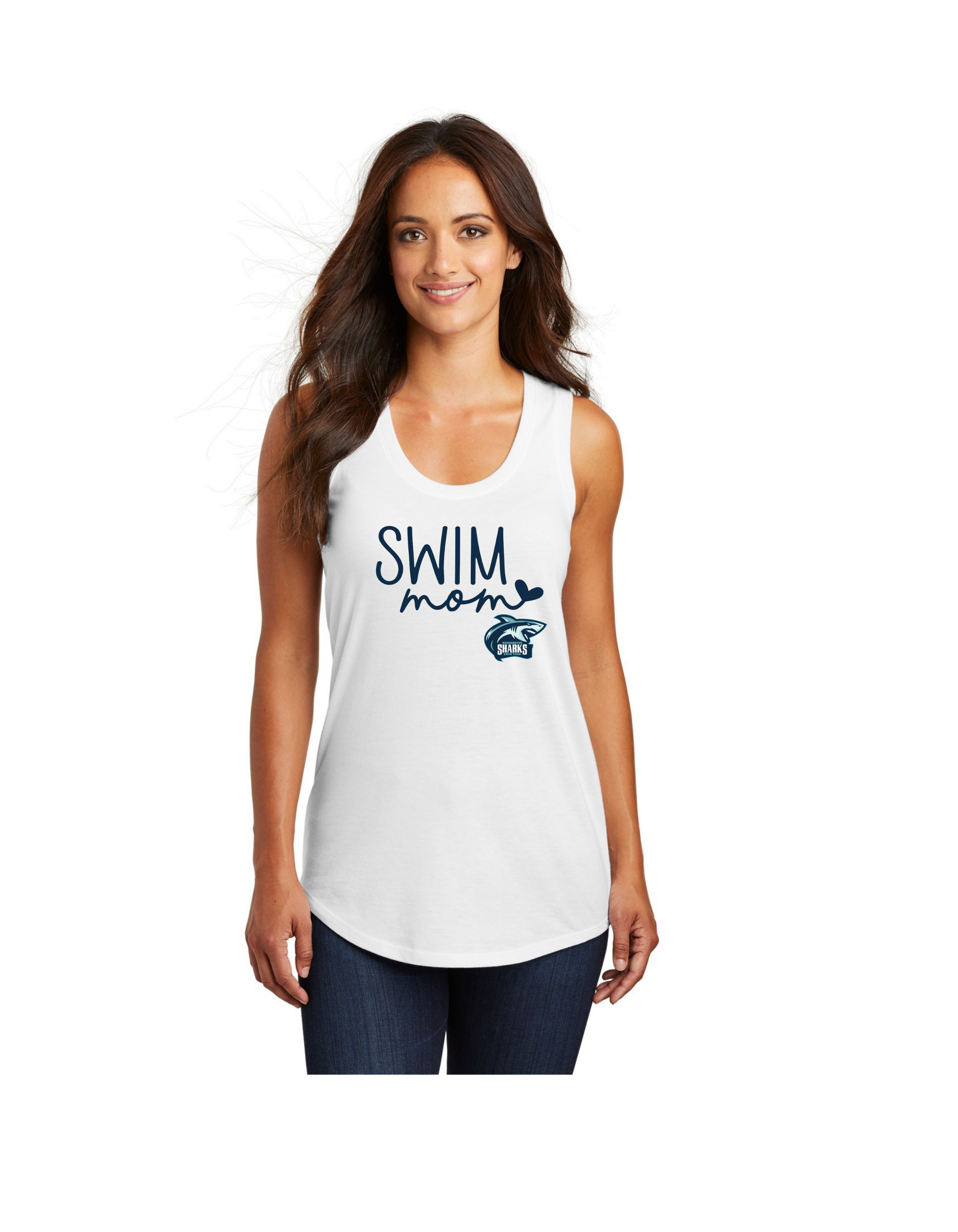 Swim Mom Heart TriBlend Racerback Tank - Womens
