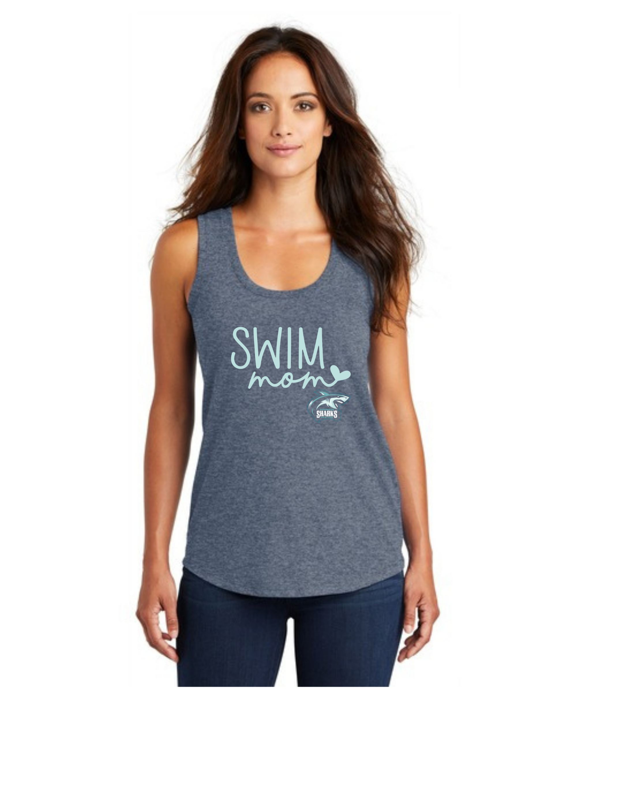 Swim Mom Heart TriBlend Racerback Tank - Womens