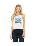 Freestyle Backstroke Design Cropped Racerback Tank - Womens