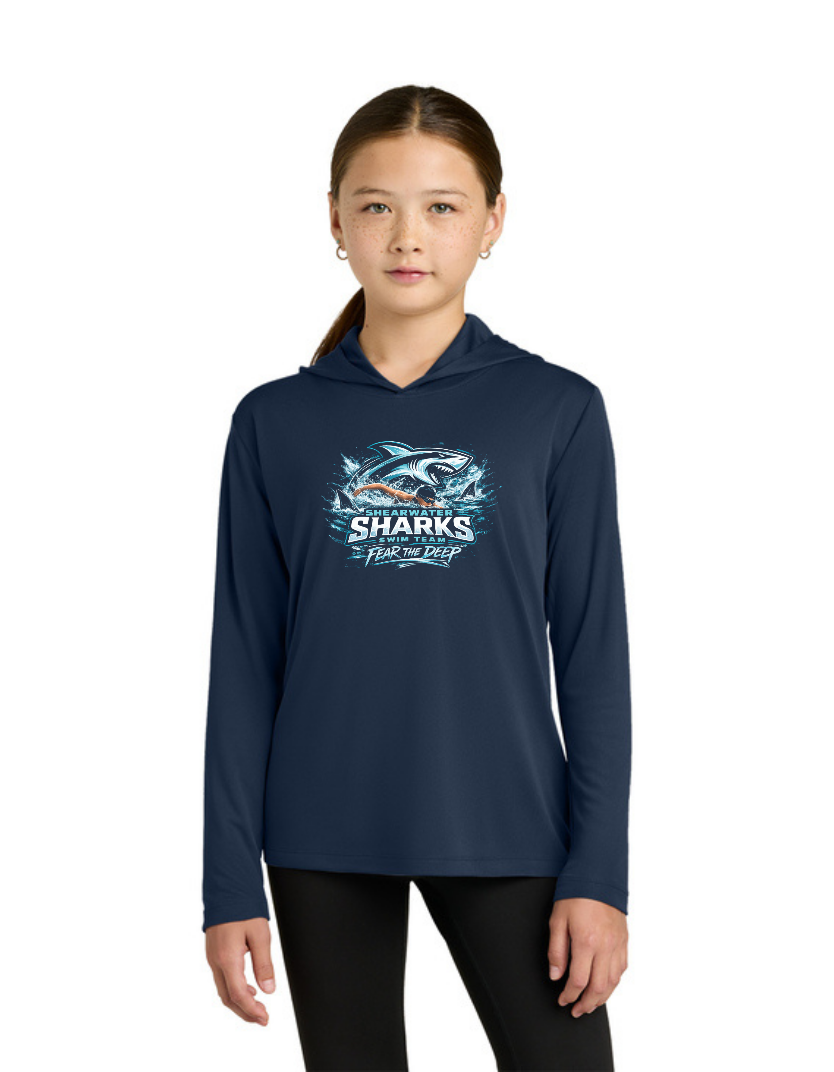 Fear The Deep Moisture Wick Long Sleeve Hoodie - Youth