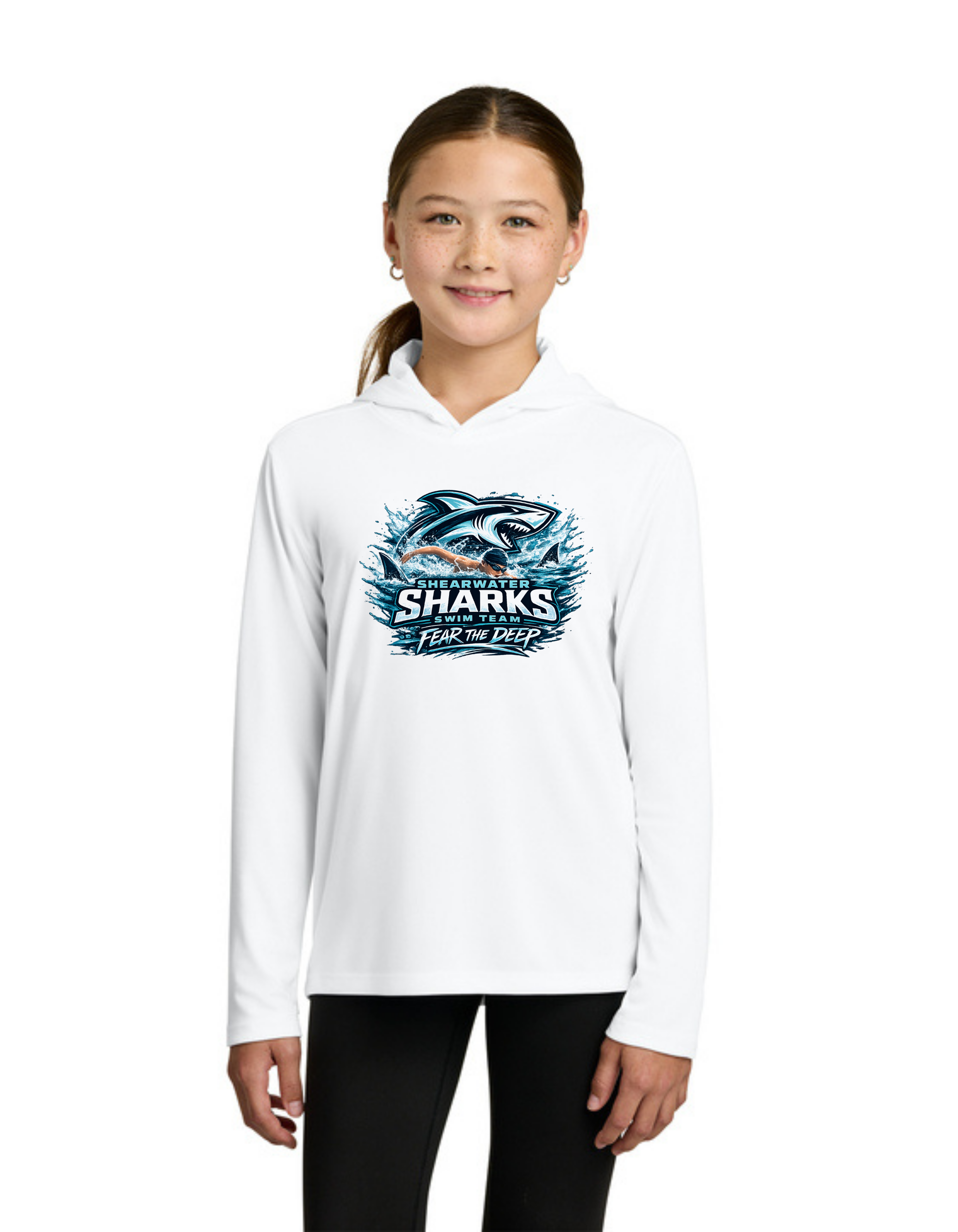 Fear The Deep Moisture Wick Long Sleeve Hoodie - Youth
