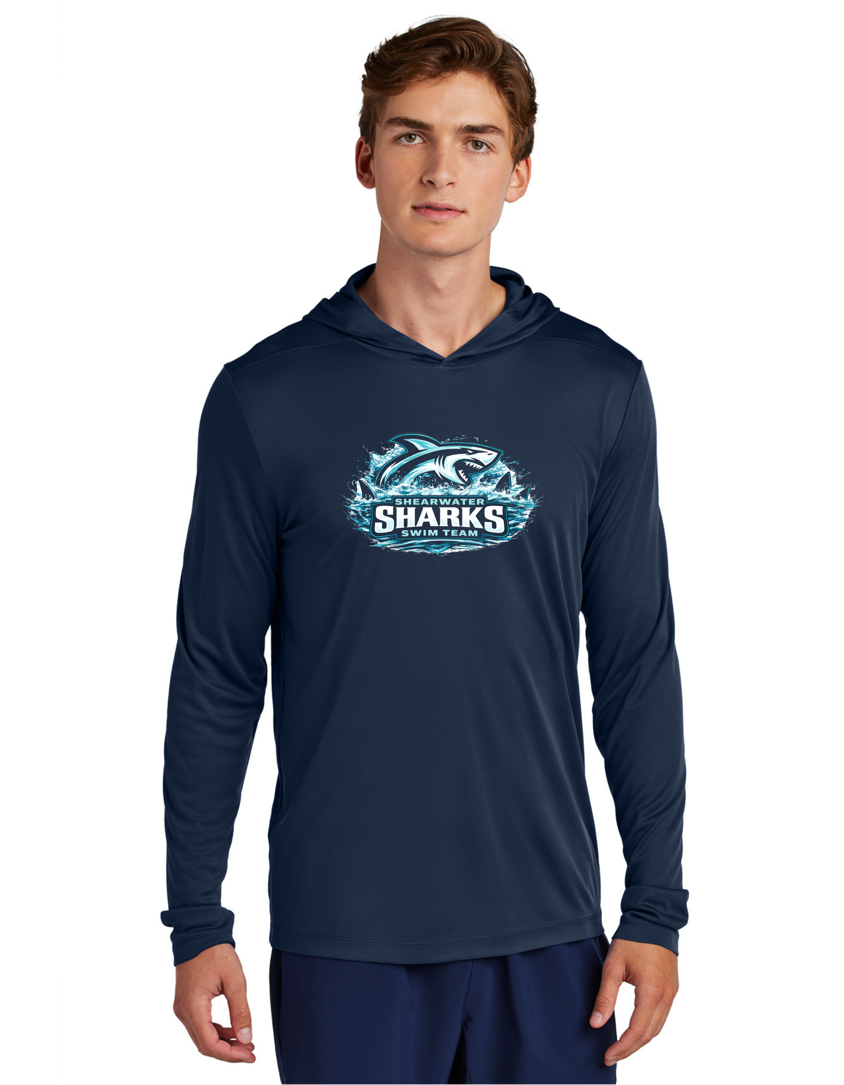 SW Sharks OG Design Moisture Wick Long Sleeve Hoodie - Unisex