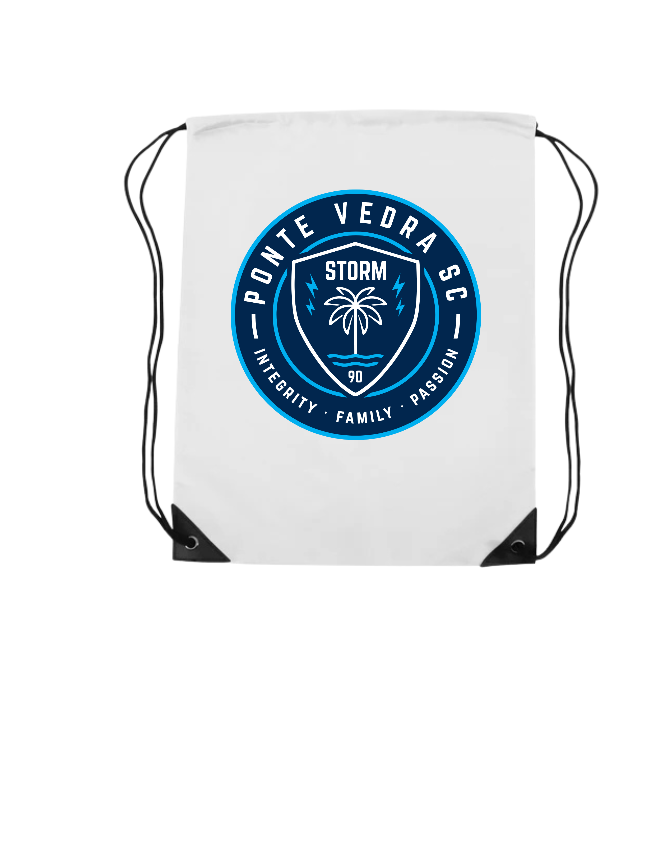 White PVSC Drawstring Backpack Bag
