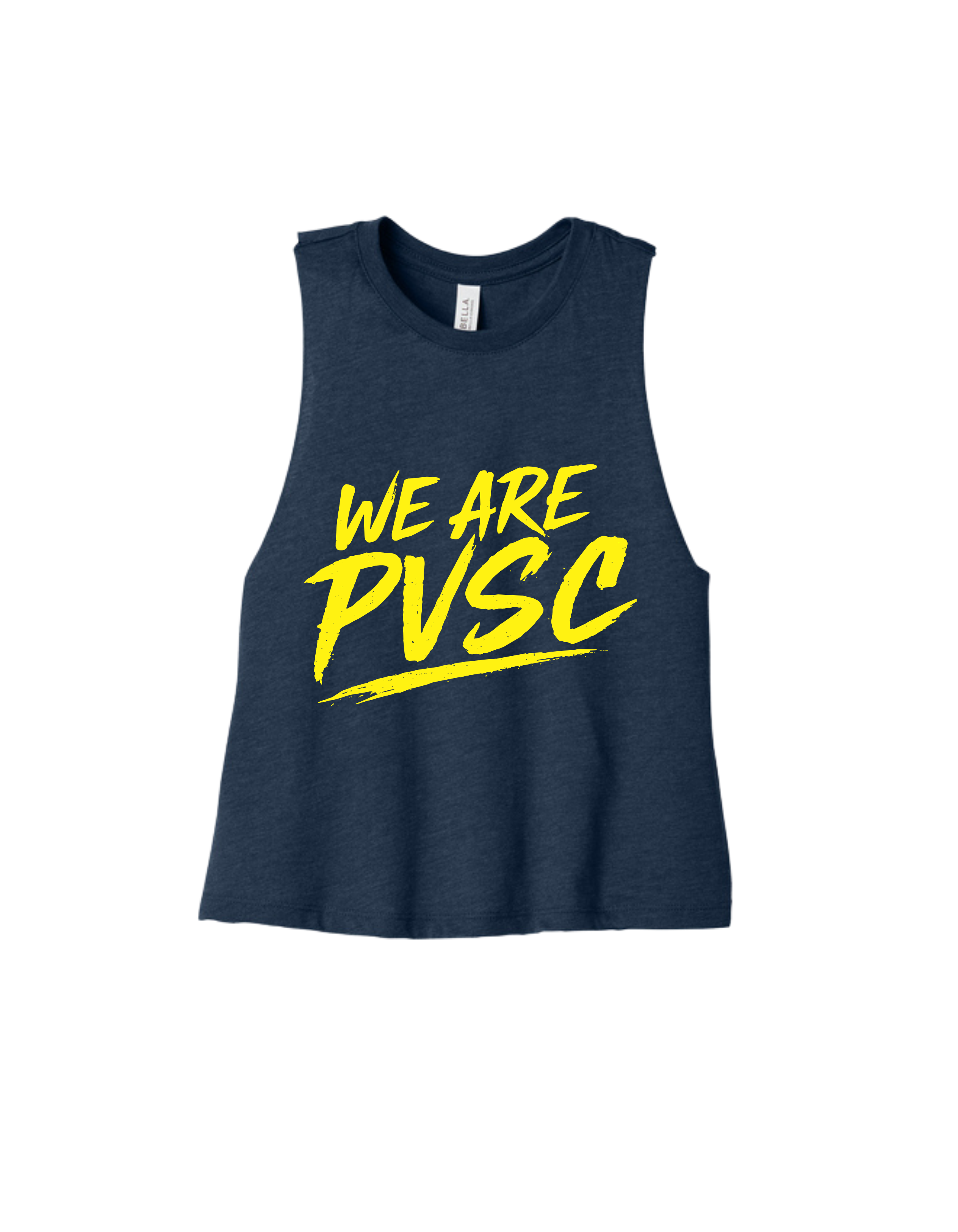 Bella Cropped Racerback Tank - Heather Navy