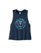 Bella Cropped Racerback Tank - Heather Navy