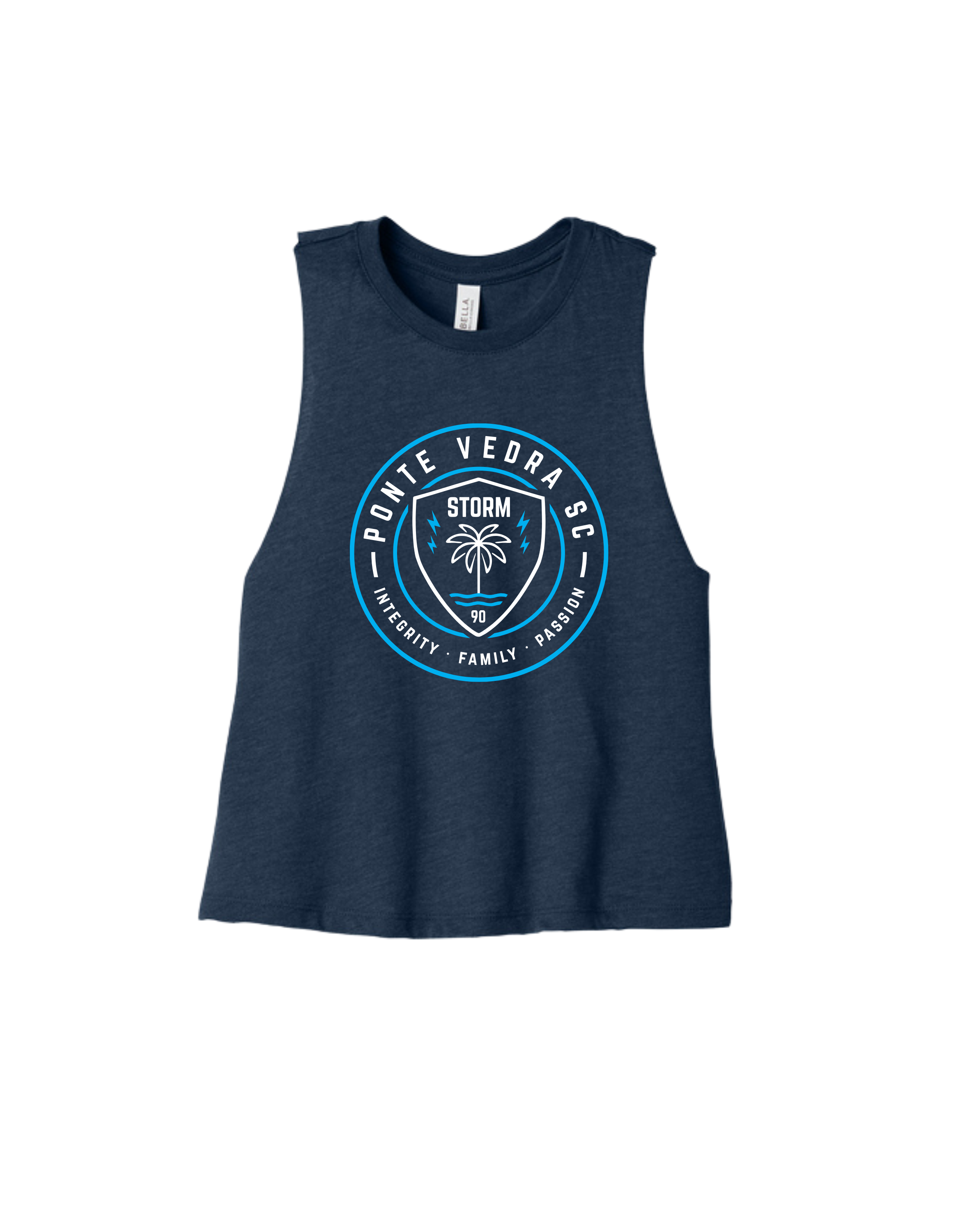 Bella Cropped Racerback Tank - Heather Navy