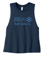 Bella Cropped Racerback Tank - Heather Navy