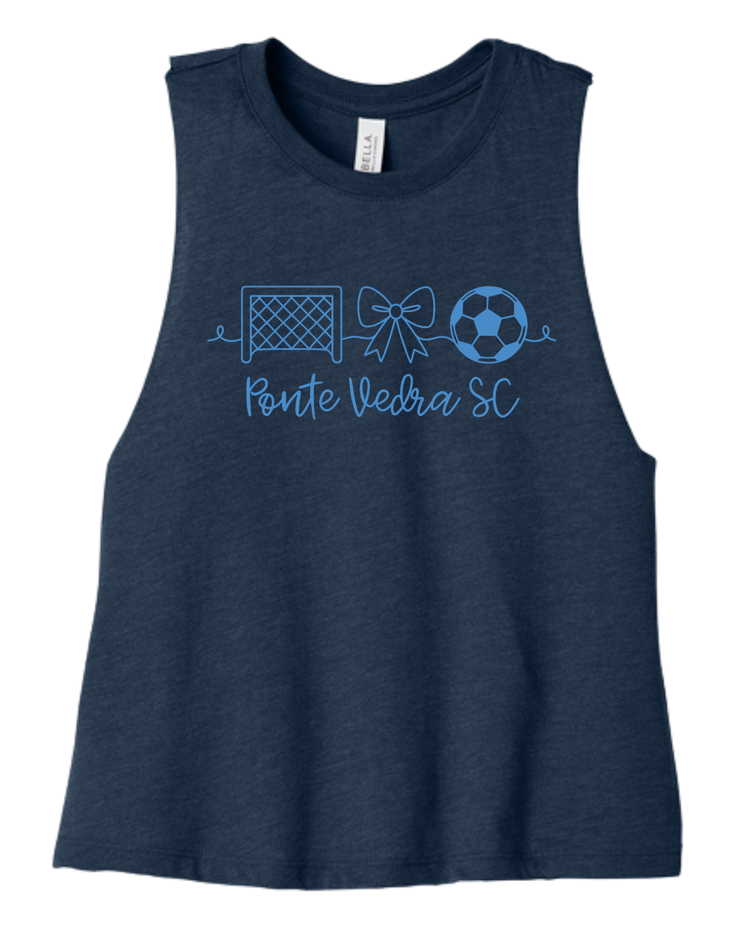 Bella Cropped Racerback Tank - Heather Navy