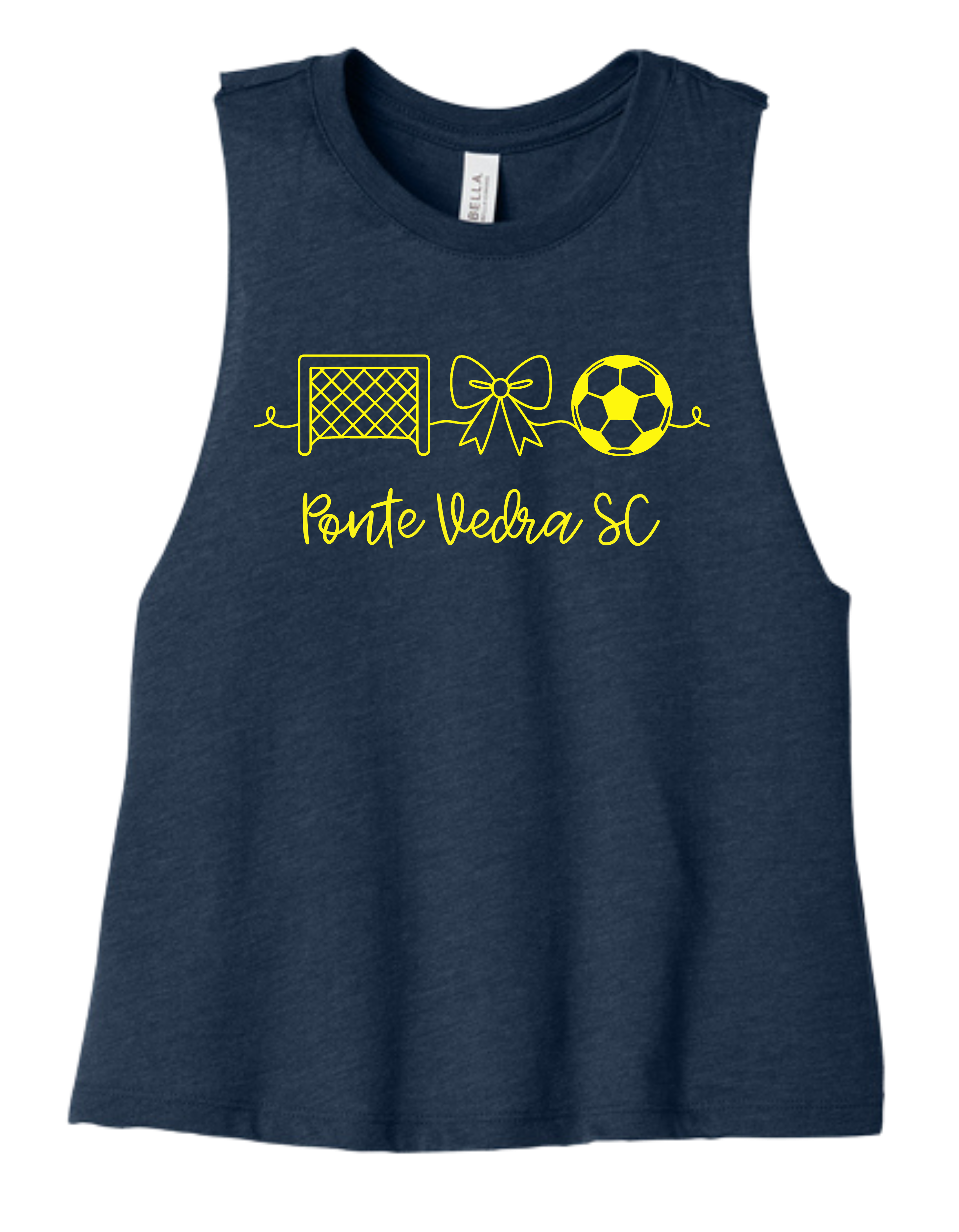 Bella Cropped Racerback Tank - Heather Navy