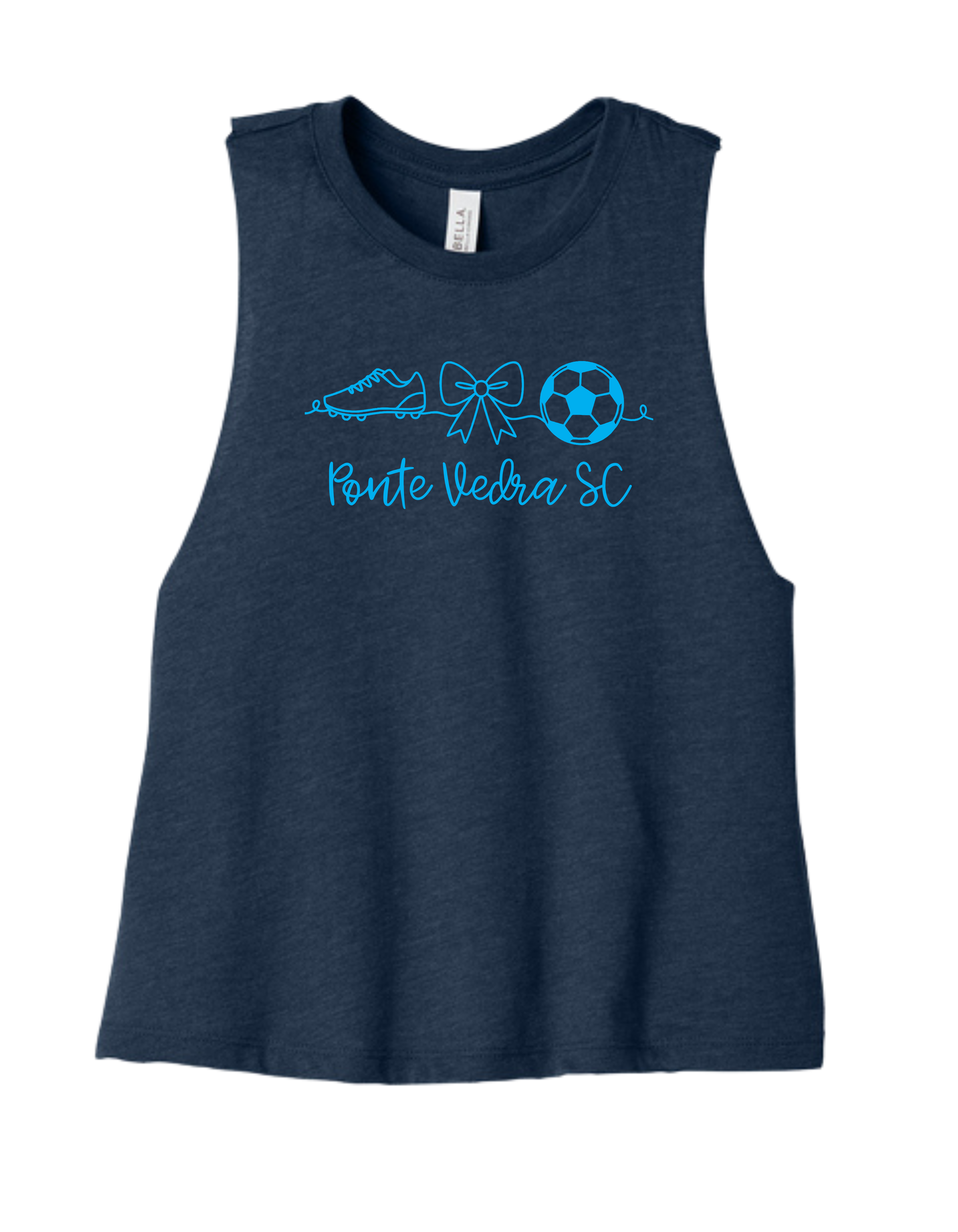 Bella Cropped Racerback Tank - Heather Navy