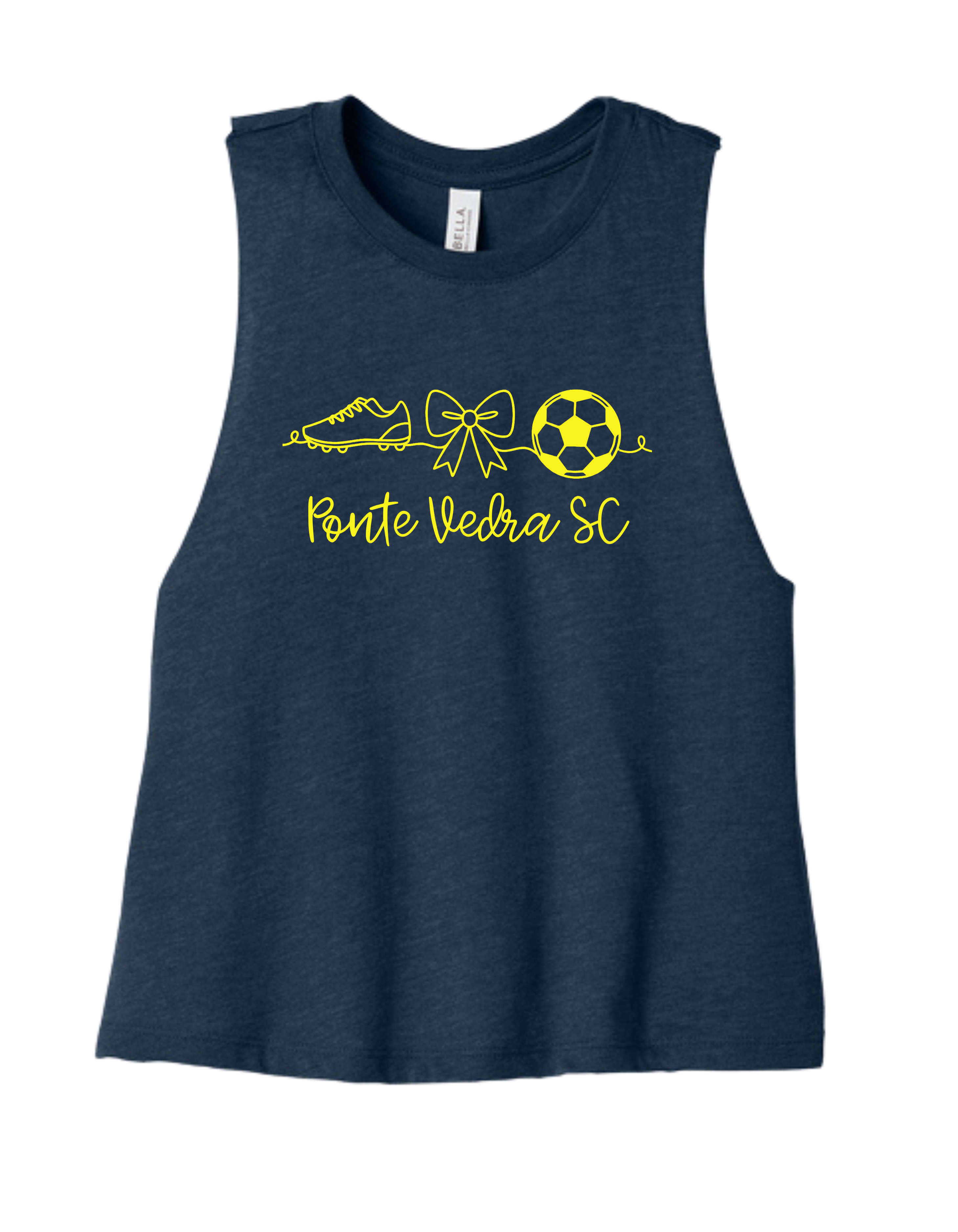 Bella Cropped Racerback Tank - Heather Navy