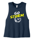 Bella Cropped Racerback Tank - Heather Navy