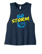 Bella Cropped Racerback Tank - Heather Navy