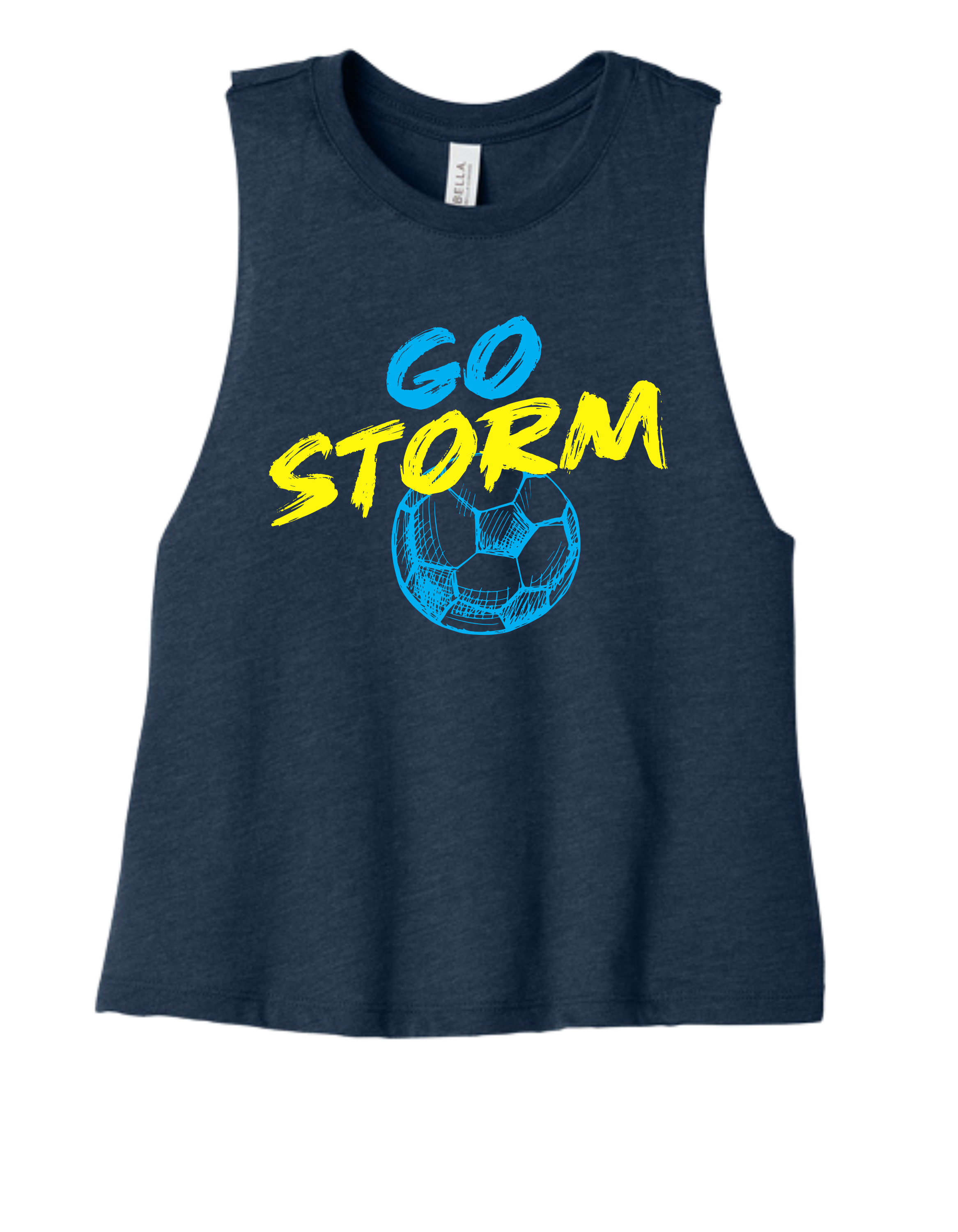 Bella Cropped Racerback Tank - Heather Navy