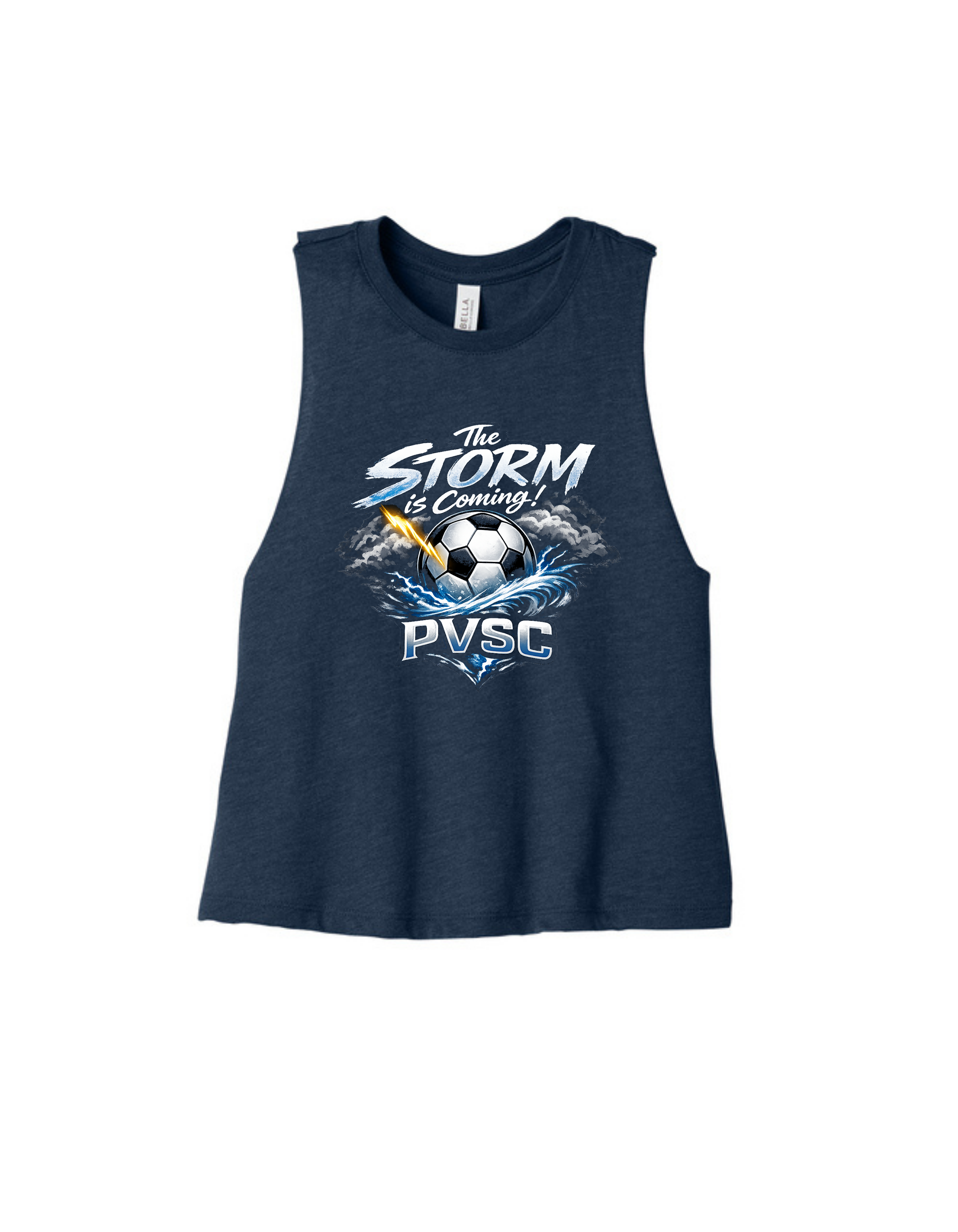 Bella Cropped Racerback Tank - Heather Navy