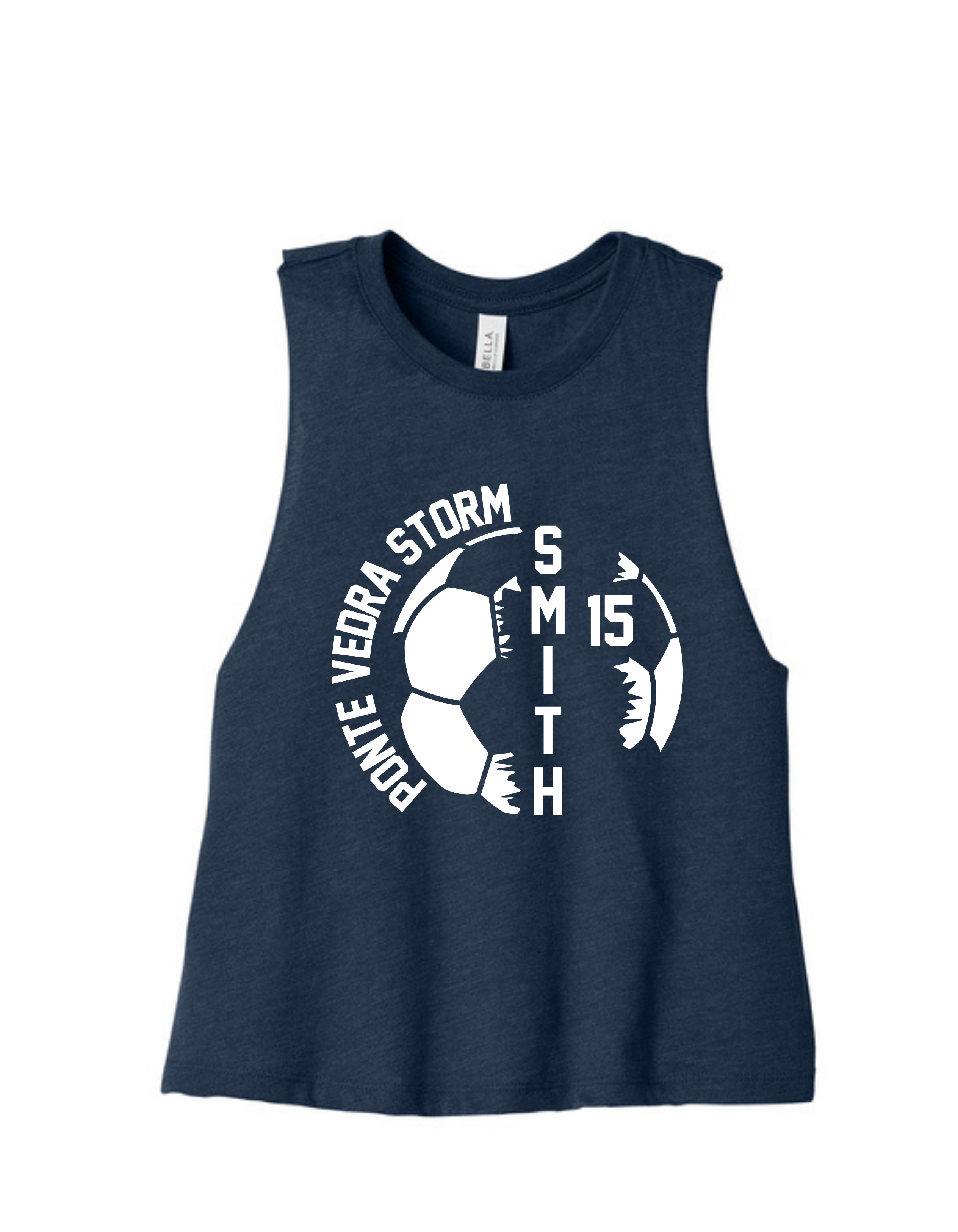 Bella Cropped Racerback Tank - Heather Navy