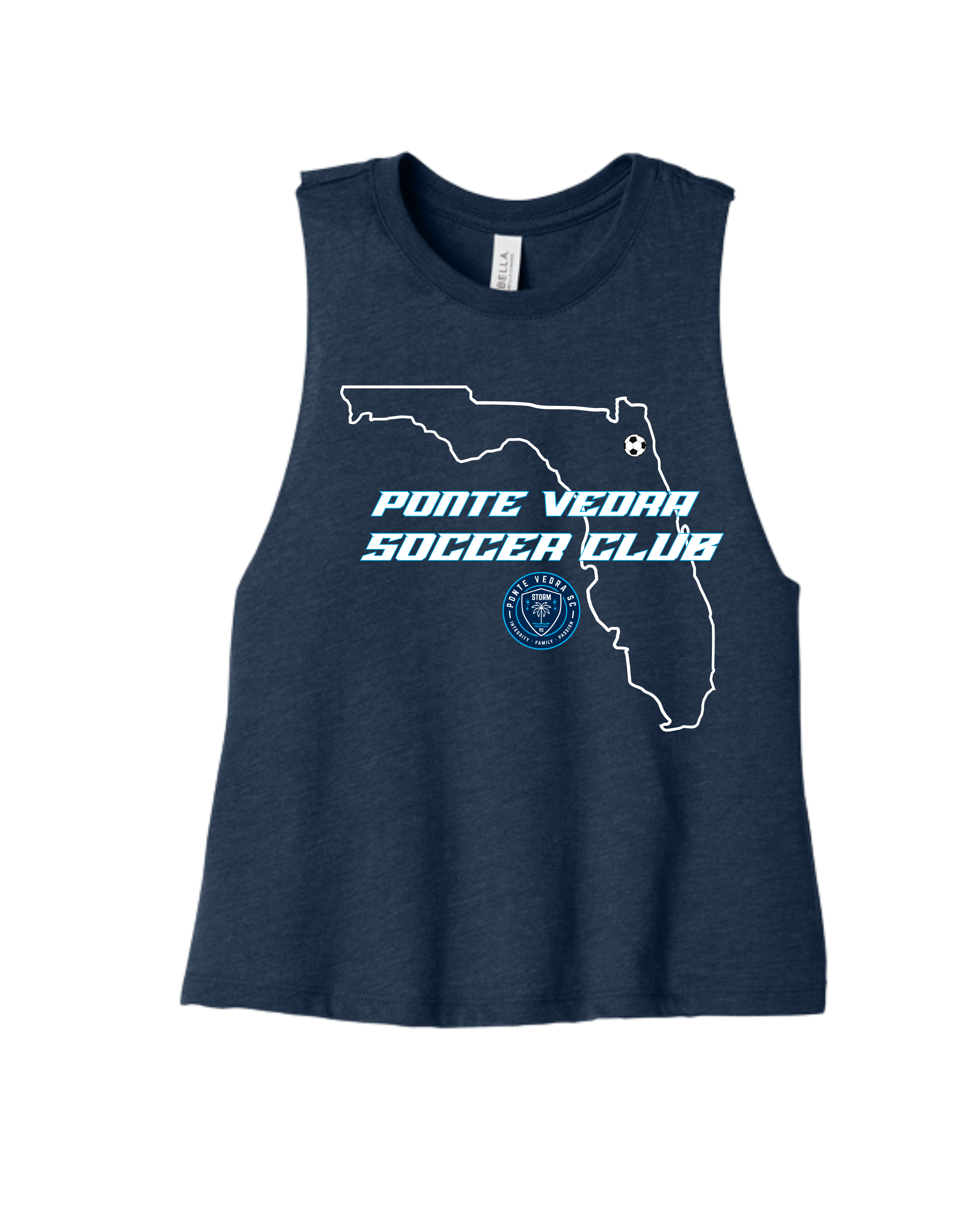 Bella Cropped Racerback Tank - Heather Navy