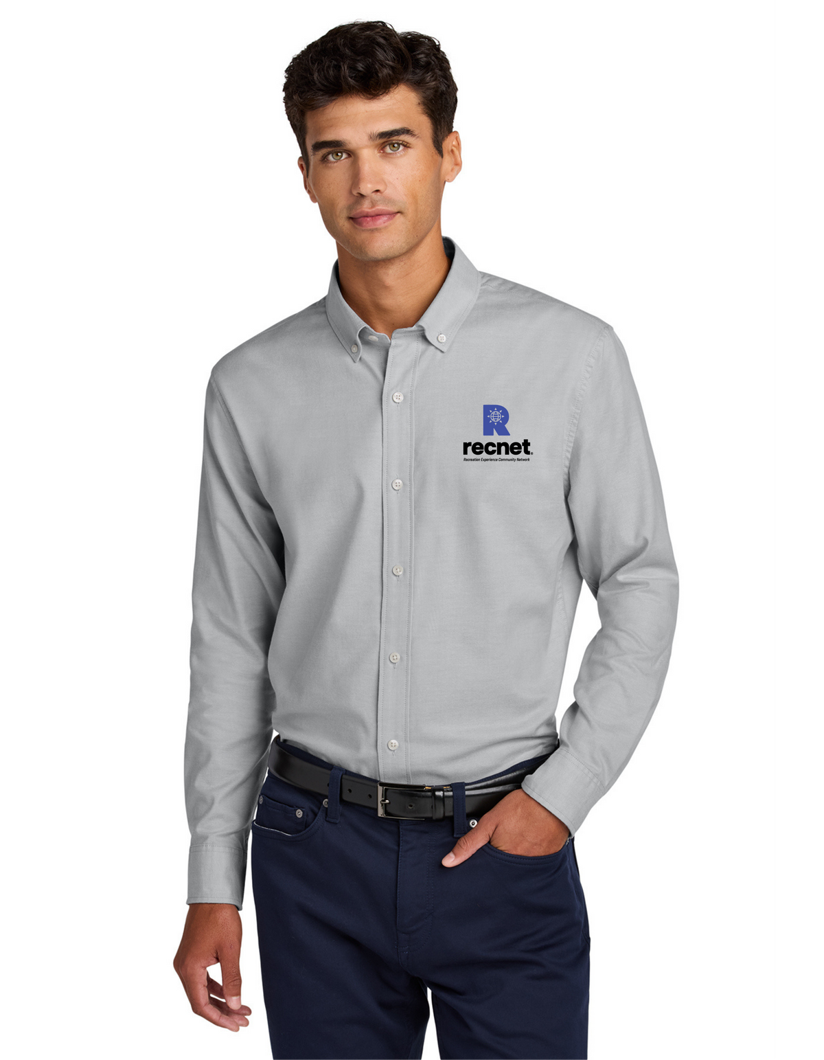 RECNET Logo – Long Sleeve Oxford Shirt