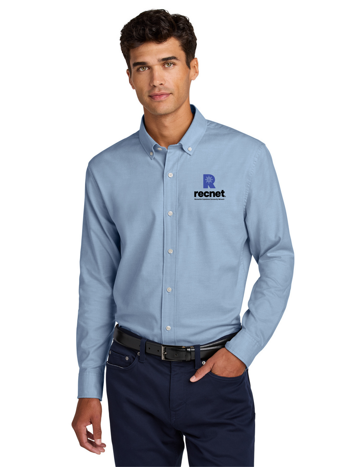 RECNET Logo – Long Sleeve Oxford Shirt