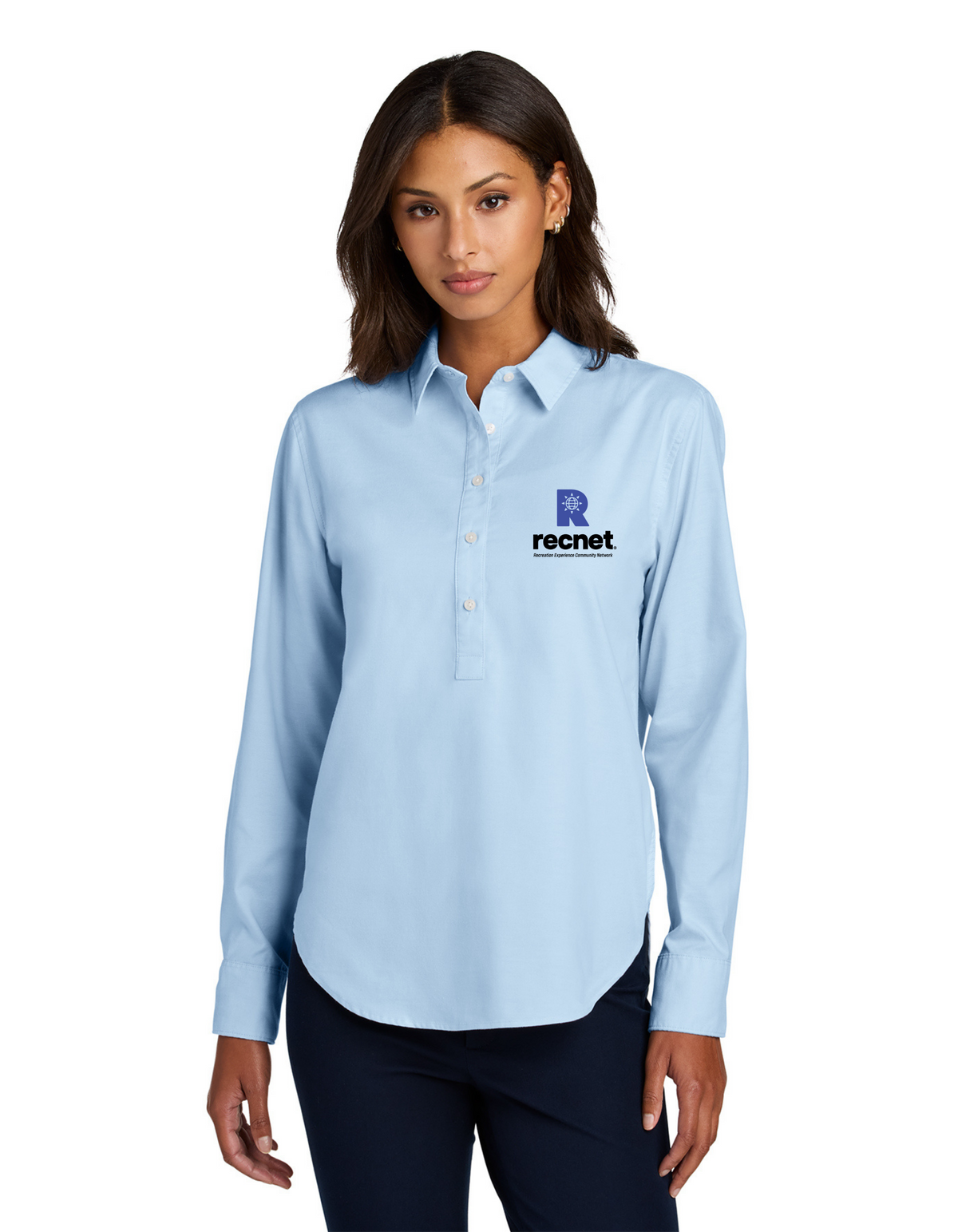 RECNET Original Logo – Women's Long Sleeve Oxford Shirt