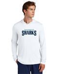 Shearwater Sharks Wordmark Moisture Wick Long Sleeve Hoodie - Unisex